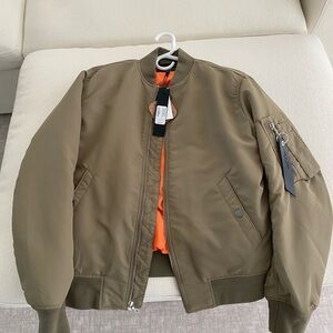 rag & bone Olive Bomber Jacket with Orange Lining